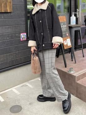 「Right-on（ライトオン）のアイテム（ジャケット/アウター）」を使った、Maoさん（レディース・165cm）の冬コーディネート