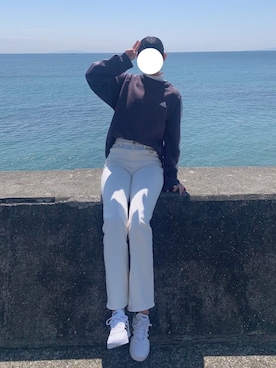 「海」｜「アイテム（スウェット）」を使った、Maoさん（レディース・164cm）の夏コーディネート