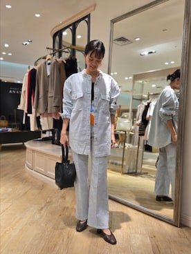 「アイテム（ストール/ショール）」を使った、nol hayashiさん（レディース・158cm）の秋コーディネート