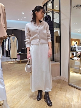 「marco masi（マルコマージ）の【MARCO MASI/ マルコマージ】ミニキューブムートンバッグ（ショルダーバッグ）」を使った、nol hayashiさん（レディース・158cm）の冬コーディネート