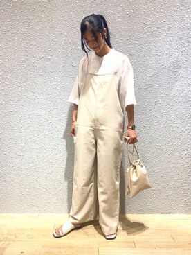 「SENSE OF PLACE by URBAN RESEARCH（センスオブプレイスバイアーバンリサーチ）のアイテム（サロペット/オーバーオール）」を使った、miyuさん（レディース・162cm）の夏コーディネート