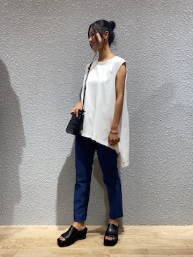 「blue」｜「アイテム（サンダル）」を使った、miyuさん（レディース・162cm）の夏コーディネート