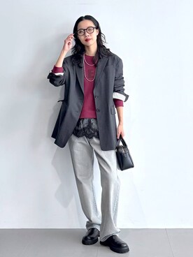 「AIM（エイム）のアイテム」を使った、blmikuroさん（レディース・164cm）の秋コーディネート