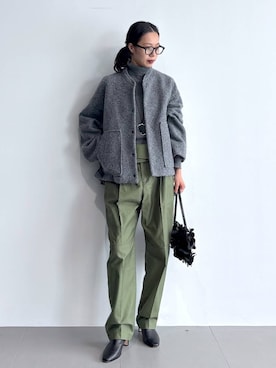 「BABYLONE（バビロン）のハイネックポンチョニット（ニット/セーター）」を使った、blmikuroさん（レディース・164cm）の秋コーディネート