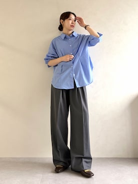 「ORiental TRaffic by yuri（オリエンタルトラフィックバイユリ）のZOZO限定 メタルパーツ 付き ヒール ローファー /Z-2006（ローファー、ブラウン系）」を使った、ほしまりさん（レディース・158cm）の秋コーディネート