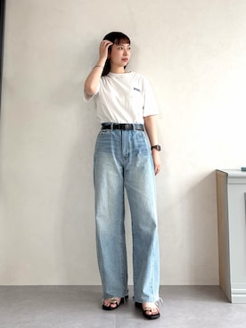 「ORiental TRaffic by yuri（オリエンタルトラフィックバイユリ）の【ZOZOTOWN限定】メタル モチーフ トング サンダル /51290（サンダル、ブラック系）」を使った、ほしまりさん（レディース・158cm）の春コーディネート