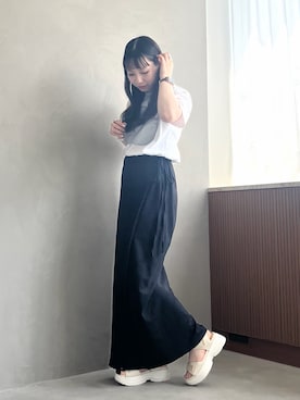 「ORiental TRaffic（オリエンタルトラフィック）の【ORiental TRaffic】ダブルベルトスポーツサンダル（サンダル、ホワイト系）」を使った、ほしまりさん（レディース・158cm）の春コーディネート
