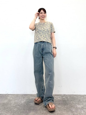 「トングサンダル」｜ほしまりさん（レディース・158cm）の夏コーディネート