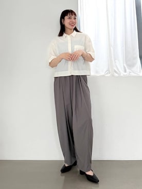 「ORiental TRaffic（オリエンタルトラフィック）の【 跳べるパンプス 】 ローヒール ストラップ パンプス /R-3222（パンプス、ブラック系）」を使った、ほしまりさん（レディース・158cm）の夏コーディネート