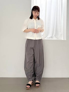 「WA ORiental TRaffic（ダブルエーオリエンタルトラフィック）のコルク ウエッジ ワンベルト サンダル /62212（サンダル、ブラック系）」を使った、ほしまりさん（レディース・158cm）の春コーディネート