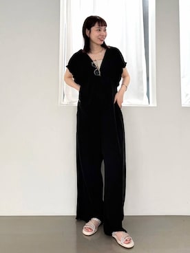「WA ORiental TRaffic（ダブルエーオリエンタルトラフィック）の2way ラインストーン ストラップ サンダル /62218（サンダル、シルバー系）」を使った、ほしまりさん（レディース・158cm）の夏コーディネート