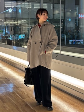 「アイテム（ステンカラーコート）」を使った、KAGAさん（レディース・158cm）の秋コーディネート