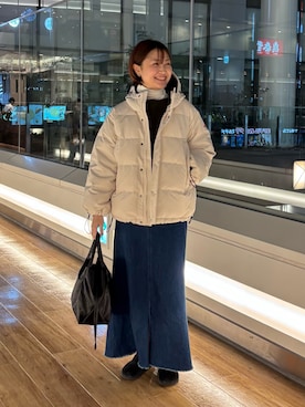 「アイテム（デニムスカート）」を使った、KAGAさん（レディース・158cm）の秋コーディネート