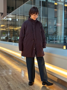 「アイテム（ブルゾン、パープル系）」を使った、KAGAさん（レディース・158cm）の秋コーディネート