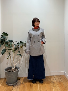 「アイテム（ピーコート）」を使った、KAGAさん（レディース・158cm）の冬コーディネート