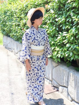 「アイテム（水着/着物・浴衣、ブルー系）」を使った、hinaachaさん（キッズ・150cm）の夏コーディネート