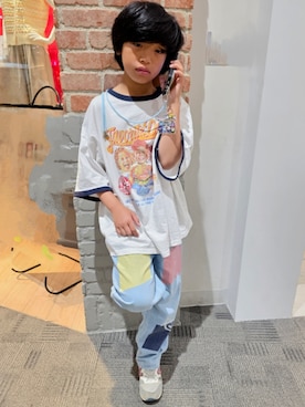 「アイテム（デニムパンツ）」を使った、hinaachaさん（キッズ・150cm）の夏コーディネート