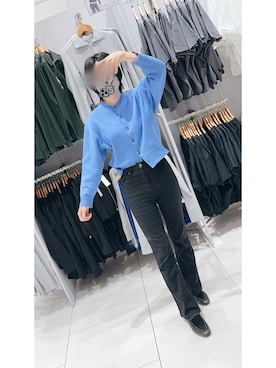 「GU（ジーユー）のアイテム（カーディガン/ボレロ、ブルー系）」を使った、ﾊﾞﾊﾞさん（レディース・165cm）の夏コーディネート