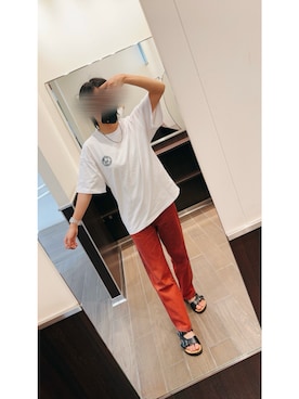 「アイテム（デニムパンツ、レッド系）」を使った、ﾊﾞﾊﾞさん（レディース・165cm）の秋コーディネート