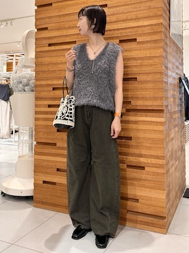 「SENSE OF PLACE by URBAN RESEARCH（センスオブプレイスバイアーバンリサーチ）のコードシシュウベロアバッグ（ハンドバッグ）」を使った、kotomiurさん（レディース・166cm）の夏コーディネート