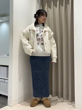 「冬の差し色コーデ」｜Yuiさん（レディース・160cm）の冬コーディネート