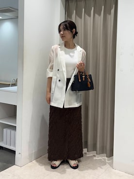 「アイテム（スカート、ブラウン系）」を使った、Yuiさん（レディース・160cm）の夏コーディネート