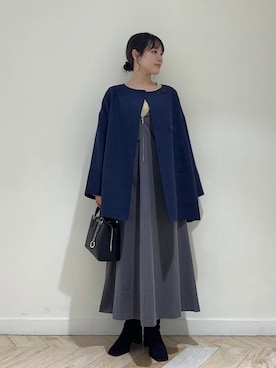 「アイテム（ノーカラーコート）」を使った、Yuiさん（レディース・160cm）の秋コーディネート