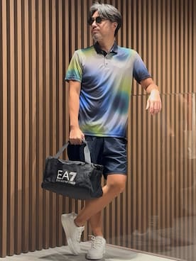 「アイテム（ドラムバッグ）」を使った、じゅんちゃんさん（メンズ・176cm）の秋コーディネート