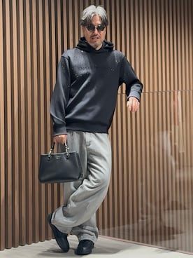 「EMPORIO ARMANI（エンポリオアルマーニ）の【エンポリオ アルマーニ】ASV バギーツイストフィットジーンズ J80 デニム ストーンウォッシュ＆ブリーチ加工（デニムパンツ）」を使った、じゅんちゃんさん（メンズ・176cm）の秋コーディネート