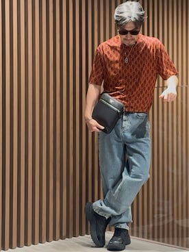 「EMPORIO ARMANI（エンポリオアルマーニ）の【エンポリオ アルマーニ】 ペンダントネックレス ステンレススチール（ネックレス、その他）」を使った、じゅんちゃんさん（メンズ・176cm）の夏コーディネート