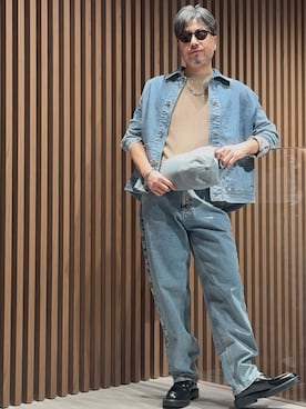 「アイテム（デニムジャケット）」を使った、じゅんちゃんさん（メンズ・176cm）の春コーディネート