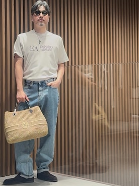 「EMPORIO ARMANI（エンポリオアルマーニ）の【エンポリオ アルマーニ】 ドッグタグネックレス ステンレススチール（ネックレス、その他）」を使った、じゅんちゃんさん（メンズ・176cm）の夏コーディネート