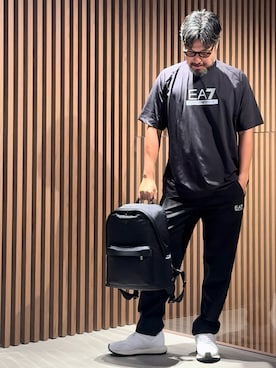 「アイテム（トップス、ブラウン系）」を使った、じゅんちゃんさん（メンズ・176cm）の夏コーディネート