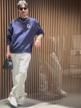 「EMPORIO ARMANI（エンポリオアルマーニ）の【エンポリオ アルマーニ】 チェーンネックレス ステンレススチール（ネックレス、その他）」を使った、じゅんちゃんさん（メンズ・176cm）の夏コーディネート