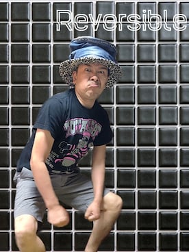 「リバーシブル」｜「アイテム（スラックス）」を使った、tamtamtanukiさん（メンズ・166cm）の夏コーディネート