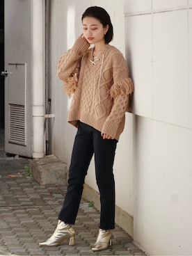 井上愛さん(レディース・160cm)の冬コーディネート