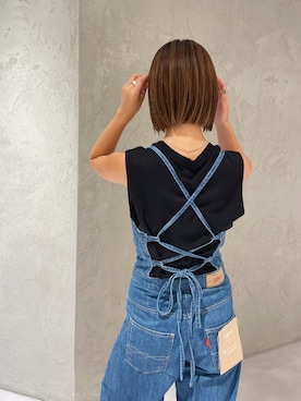 「アイテム（その他アウター、ブラウン系）」を使った、井上愛さん（レディース・160cm）の夏コーディネート