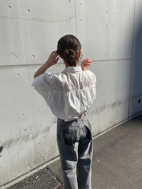 「リメイクデニム」｜「アイテム（シャツ/ブラウス）」を使った、井上愛さん（レディース・160cm）の冬コーディネート