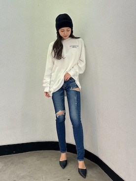 「GYDA（ジェイダ）のアイテム（ニットキャップ/ビーニー）」を使った、aikaさん（レディース・158cm）の秋コーディネート