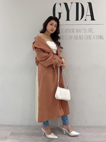 GYDA　mix material layer トレンチコート ホワイト GYDAmix material layer トレンチコート ホワイト