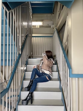 「GYDA（ジェイダ）のアイテム（テーラードジャケット）」を使った、aikaさん（レディース・158cm）の秋コーディネート