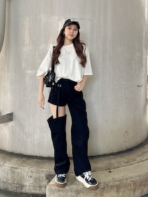 GYDA　BACK GYDAラインストーンBIG Tシャツ　0725327185 GYDA BACK GYDAラインストーンBIG Tシャツ 0725327185|apricot