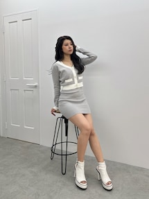 Symmetry GYDA ジェイダ バイカラーアンサンブルワンピース ニット Symmetry GYDA ジェイダ バイカラーアンサンブルワンピース