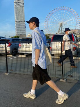 「NEW BALANCE（ニューバランス）のアイテム（スニーカー、グレー系）」を使った、ikenistaさん（メンズ・168cm）の春コーディネート