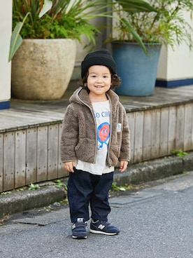「こども ビームス（コドモビームス）のアイテム（パンツ）」を使った、chishikiyuhkaさん（キッズ・90cm）の秋コーディネート