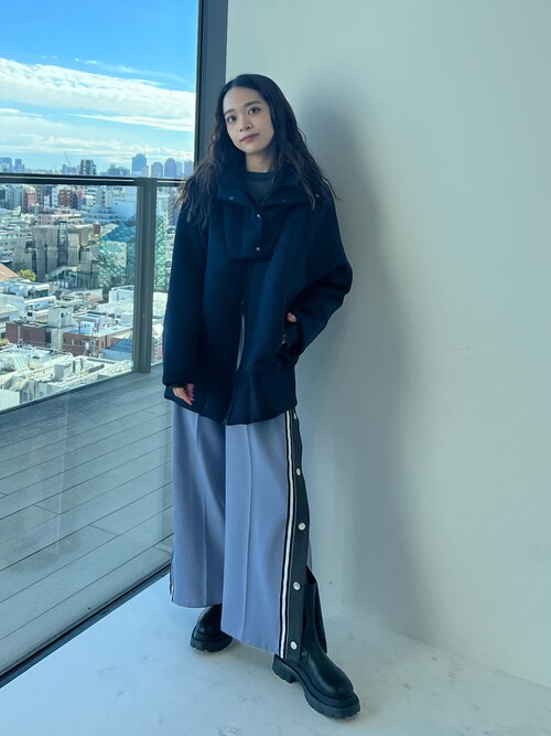 CITY TOKYO パンツ バイカラーバスケットワイドストレートパンツ 