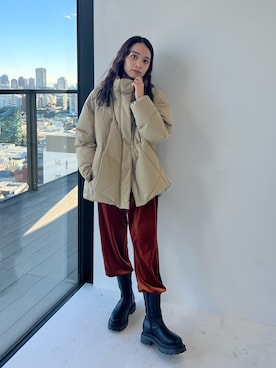 「A + TOKYO（エープラストウキョウ）のアイテム（ダウンジャケット/コート）」を使った、yuripinofukuさん（レディース・158cm）の秋コーディネート