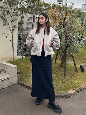 バイカラーライニングMA-1ブルゾンを使った人気ファッション