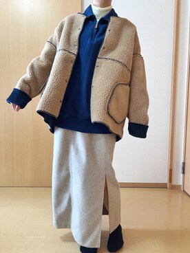「URBAN RESEARCH（アーバンリサーチ）のアイテム（ブルゾン）」を使った、mecoさん（レディース・150cm）の冬コーディネート