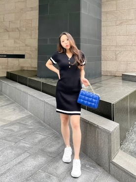 「ブラック×ブルー」｜MEGUMIさん（レディース・155cm）の夏コーディネート